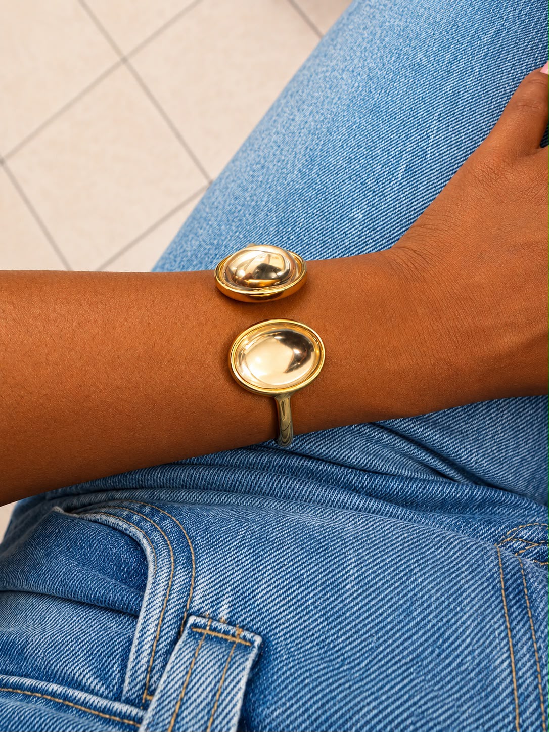 Bague Dôme Dorée Empilable - vue
