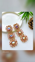 Boucles d'Oreilles Cluster Strass Champagne - vue