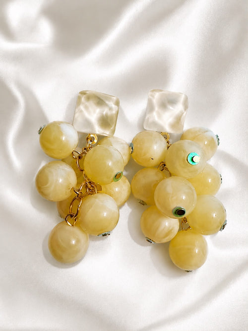 Boucles d'Oreilles Grappe Façon Raisin Ivoire - vue