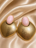 Boucles d'Oreilles Bouclier Martelé Rose - vue