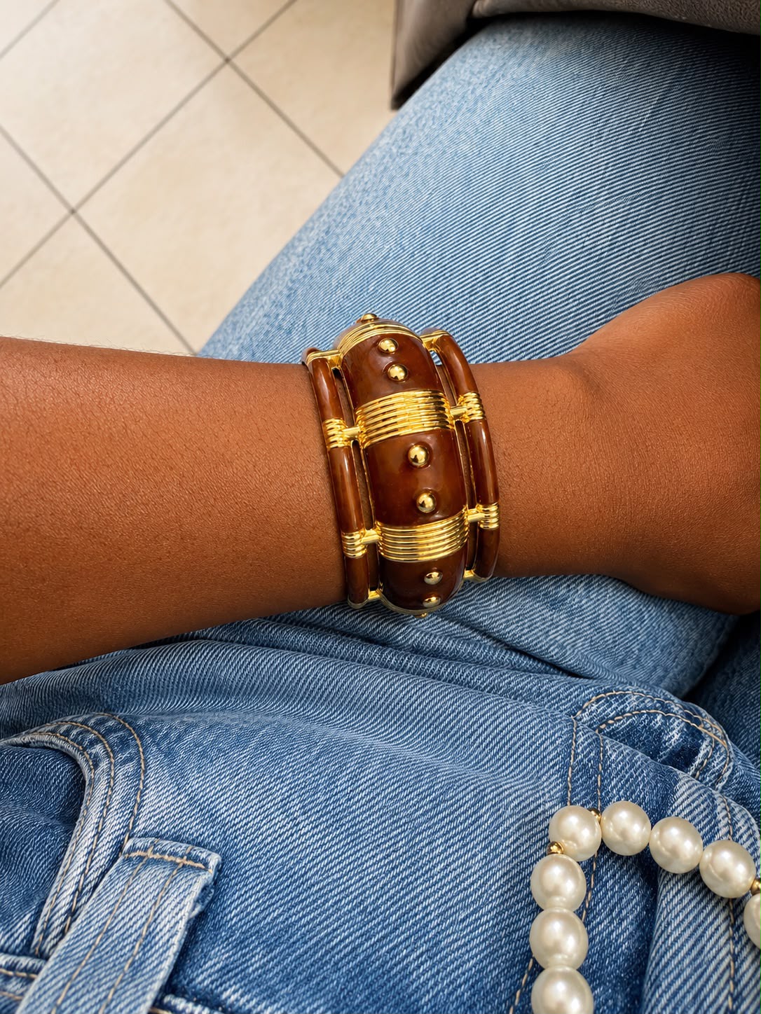Bracelets Joncs Façon Écaille Empilés - vue