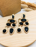 Boucles d'Oreilles Chandelier Onyx Noir - vue