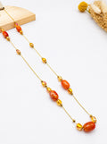 Collier Chaîne Dorée à Perles Ambre - vue