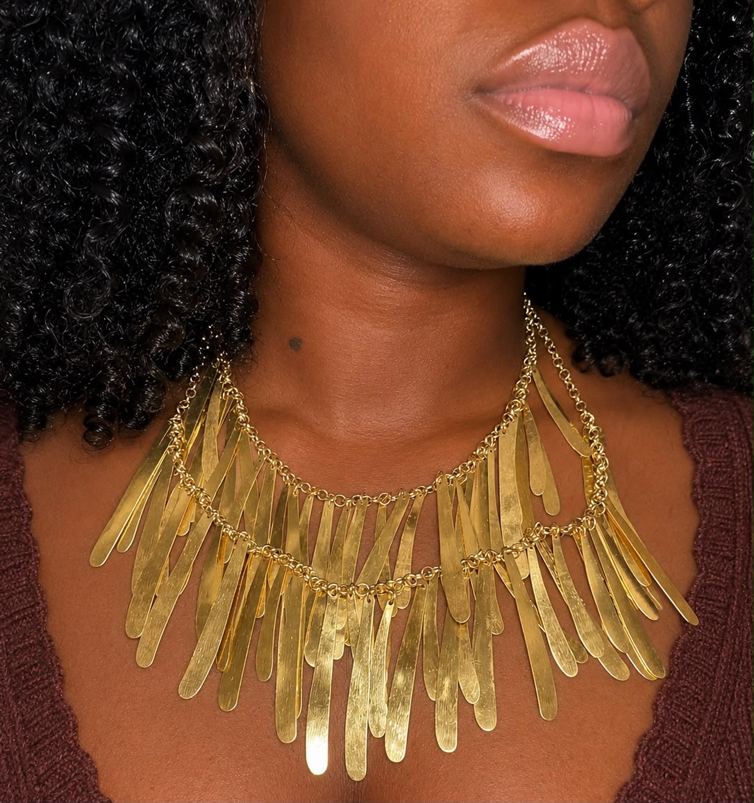 Collier Statement Franges Dorées - vue
