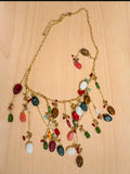 Collier Multirangs Pierres Colorées et Breloques - vue