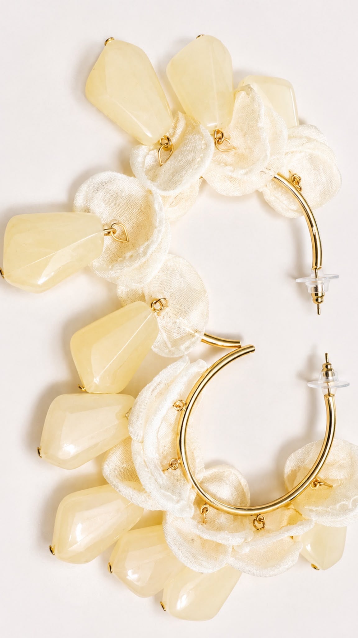 Créoles Pétales en Organza - Ivoire