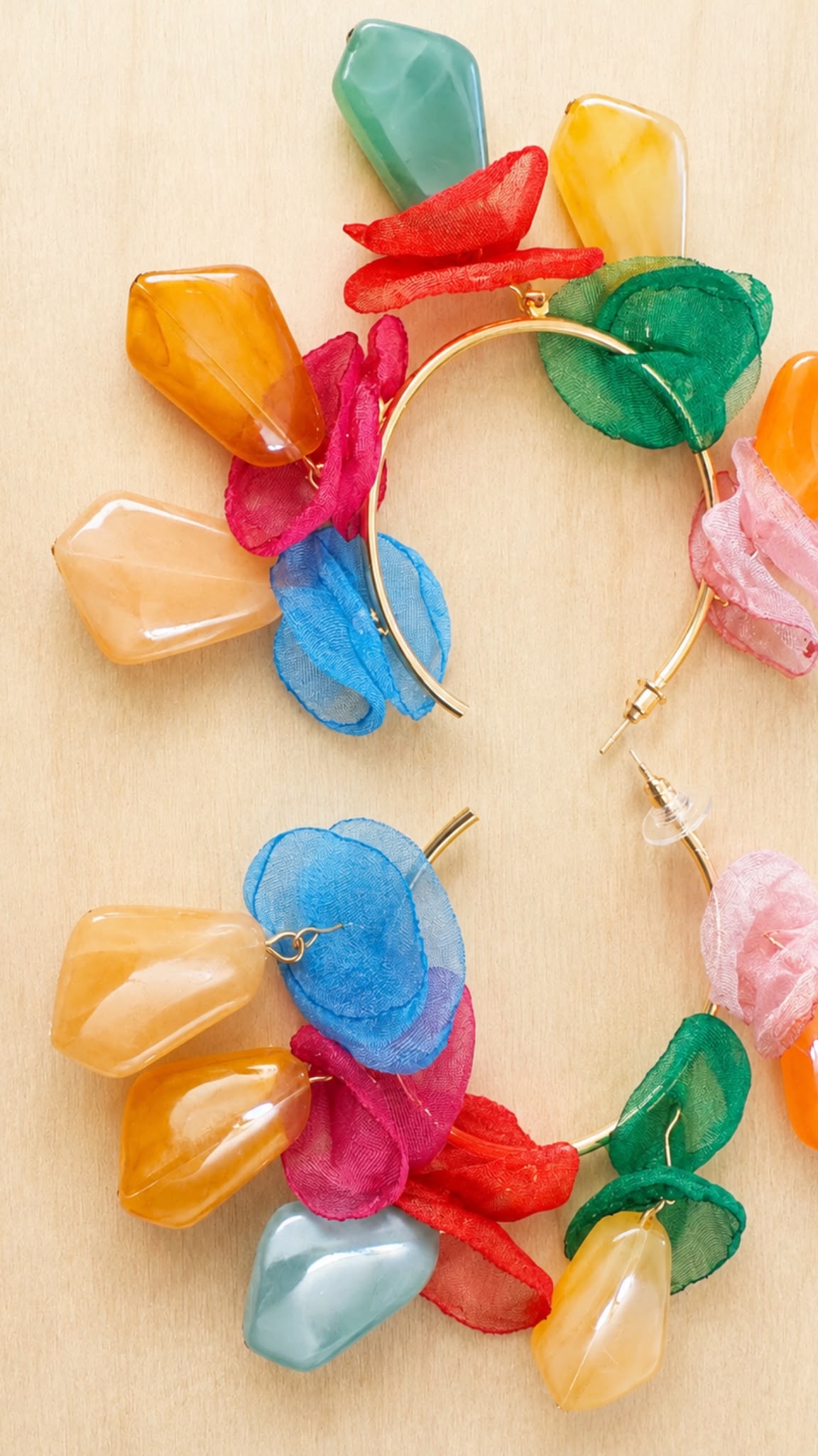 Créoles Pétales en Organza - Multicolore