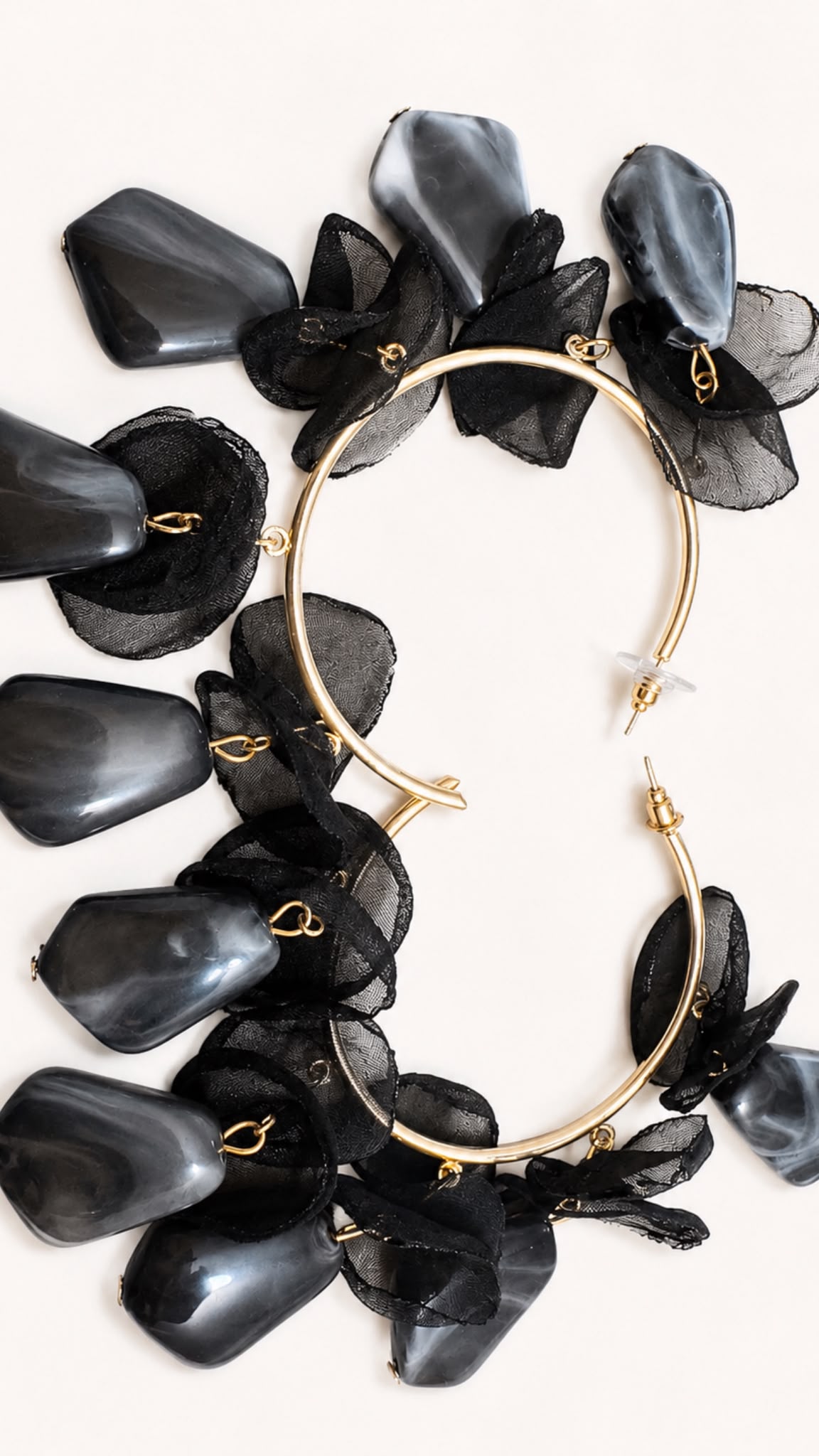 Créoles Pétales en Organza - Noir