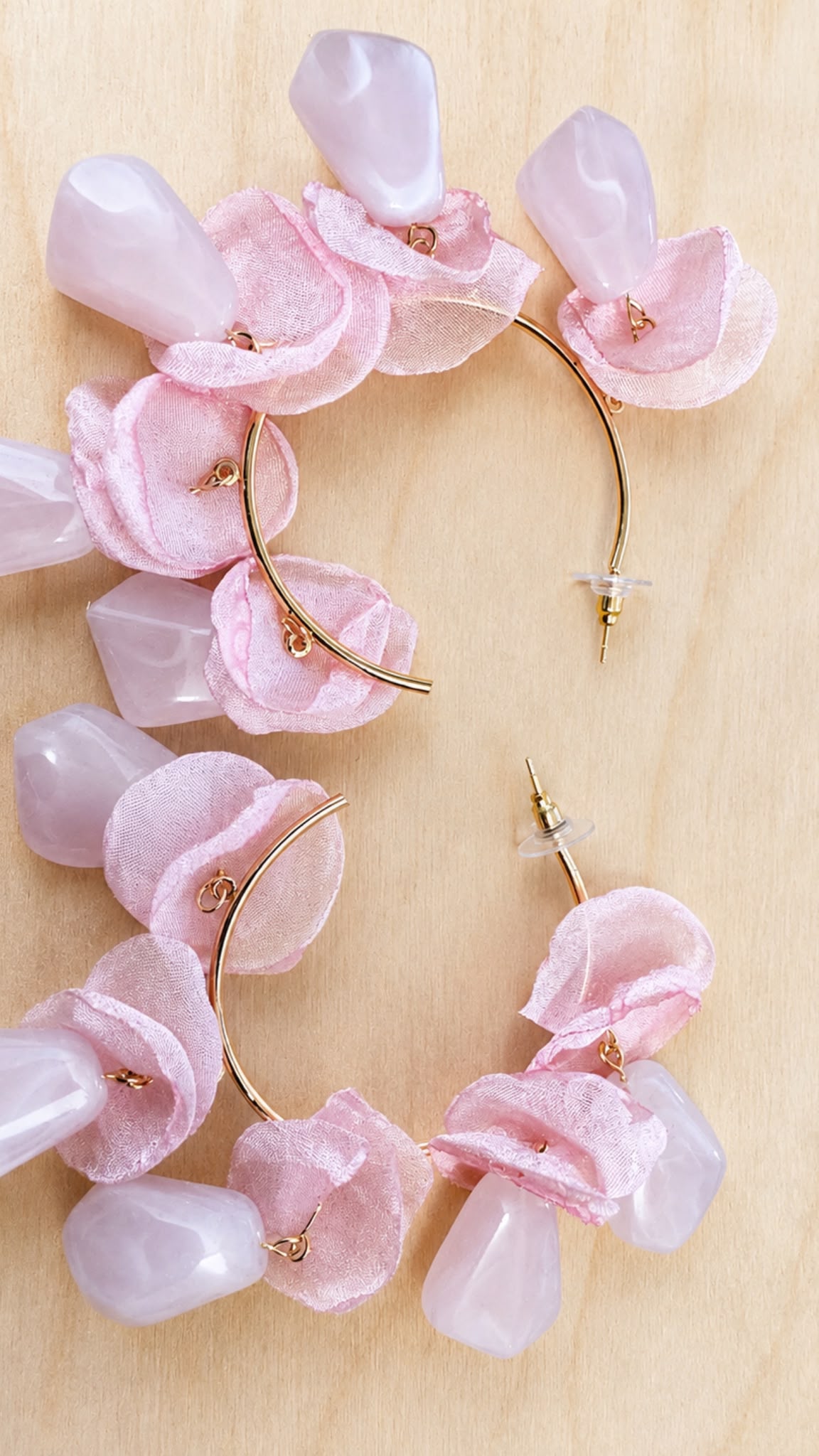 Créoles Pétales en Organza - Rose