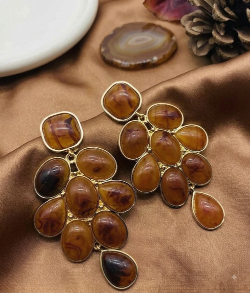Boucles d'Oreilles Grappe Écaille et Ambre - vue