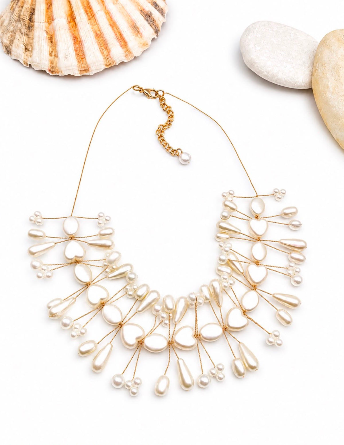 Collier Collerette Perles Cœurs - vue
