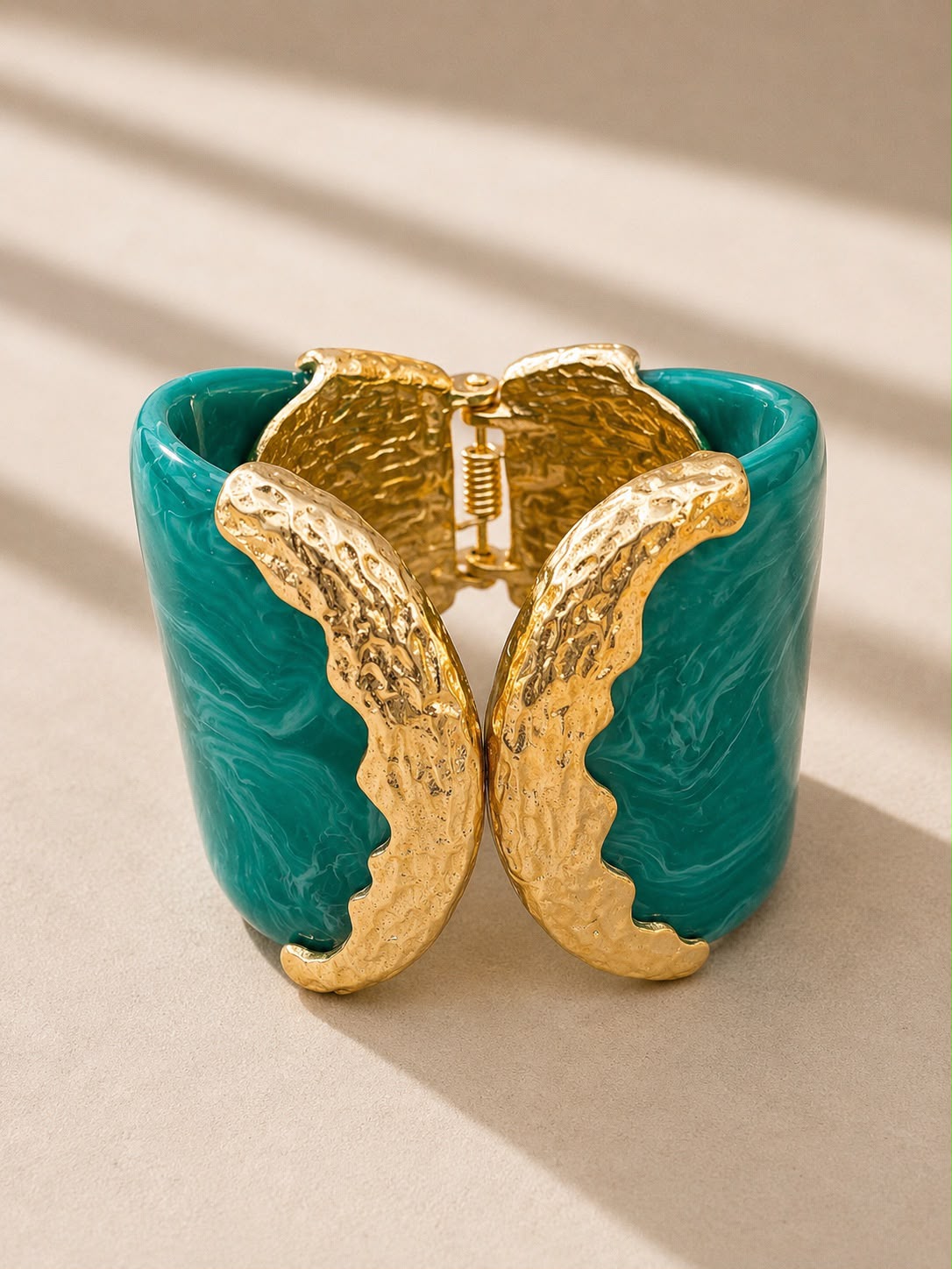 Manchette Papillon Ailes Dorées - Turquoise