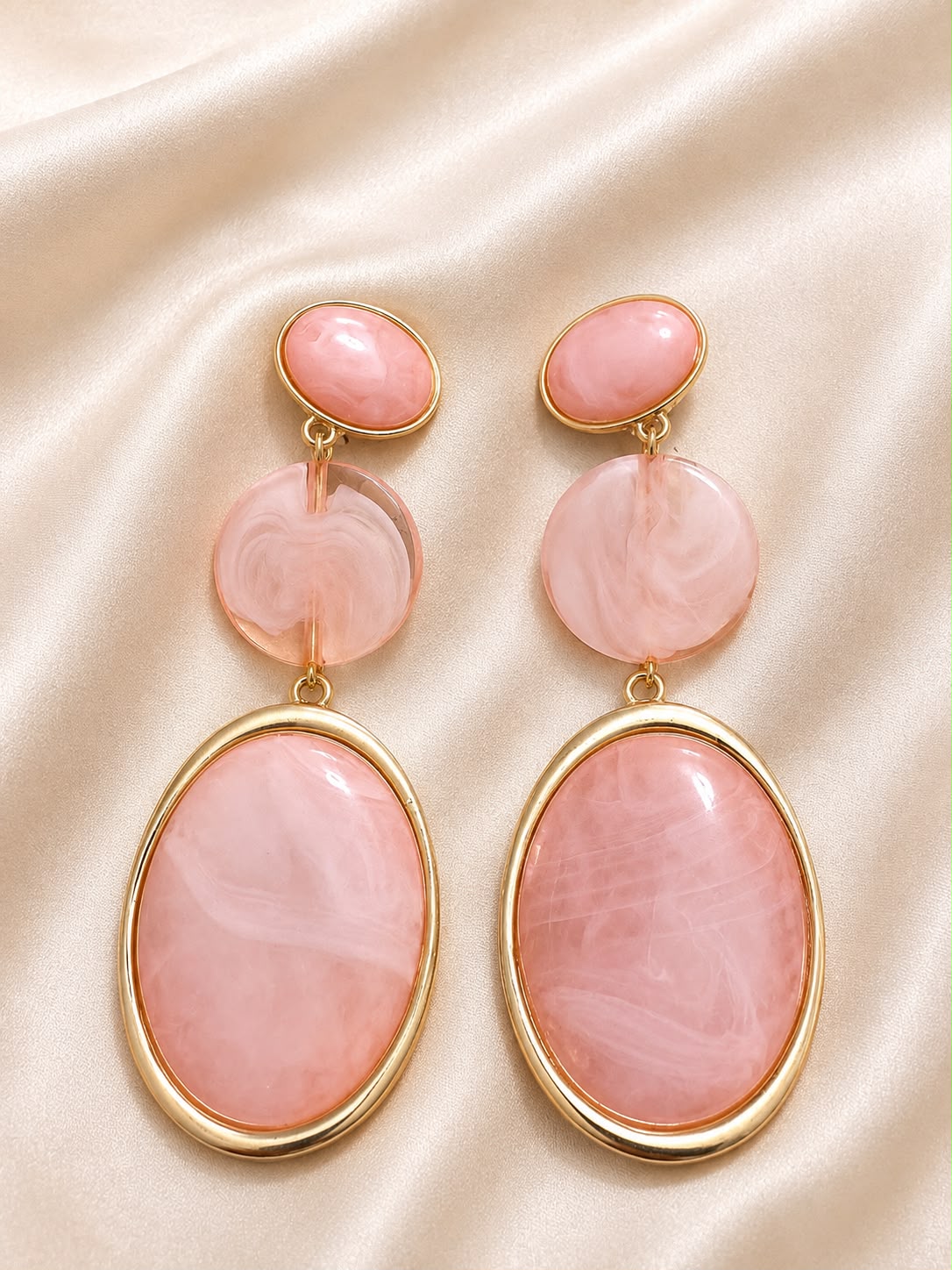 Boucles d'Oreilles Pendantes Marbre Corail - vue