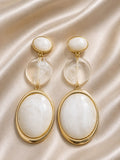 Boucles d'Oreilles Pendantes Marbre Ivoire - vue